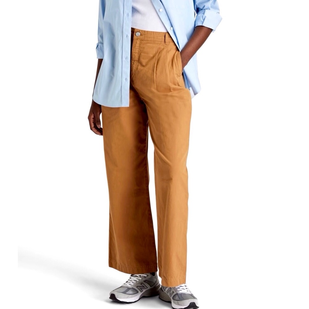 FRAME Tan Pleated Cotton Twill Wide Leg Pants Women’s Size 33